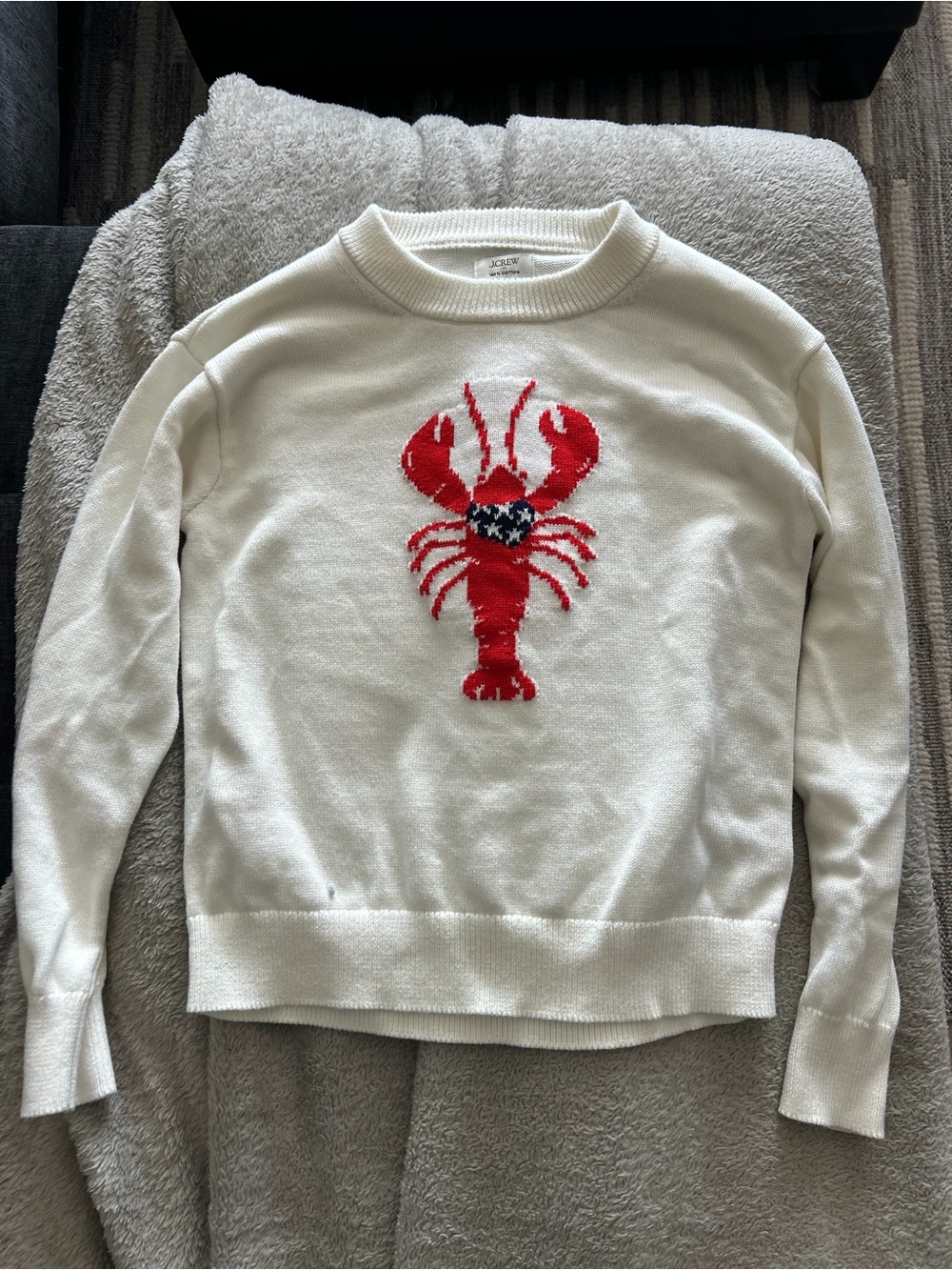 J. Crew Ivory Crewneck Sweater with Red Lobster Motif - Picture 4 of 5